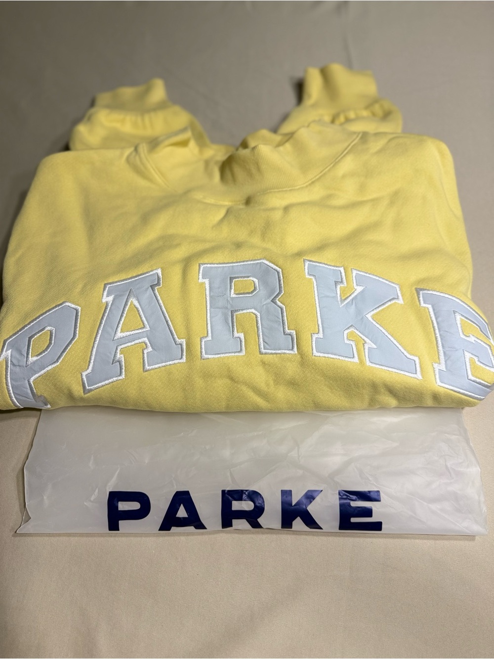 PARKE L/XL Varsity Mockneck Peel + Frosting Yellow Heritage Terry NWT